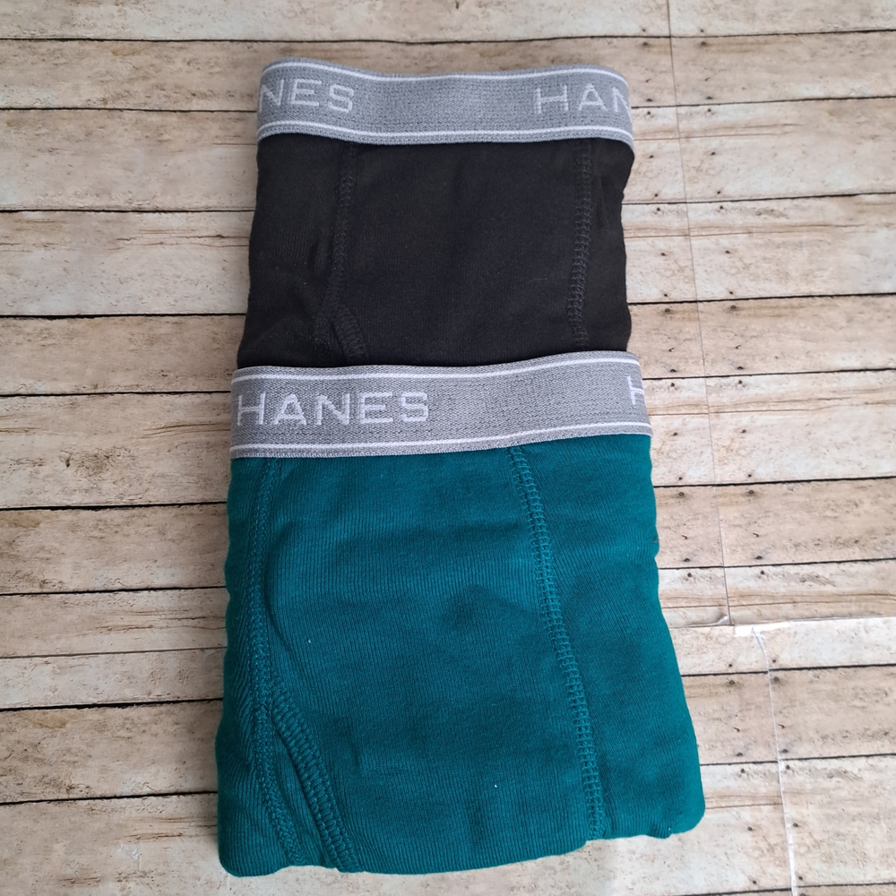 Hanes Black and Teal Boxer Briefs